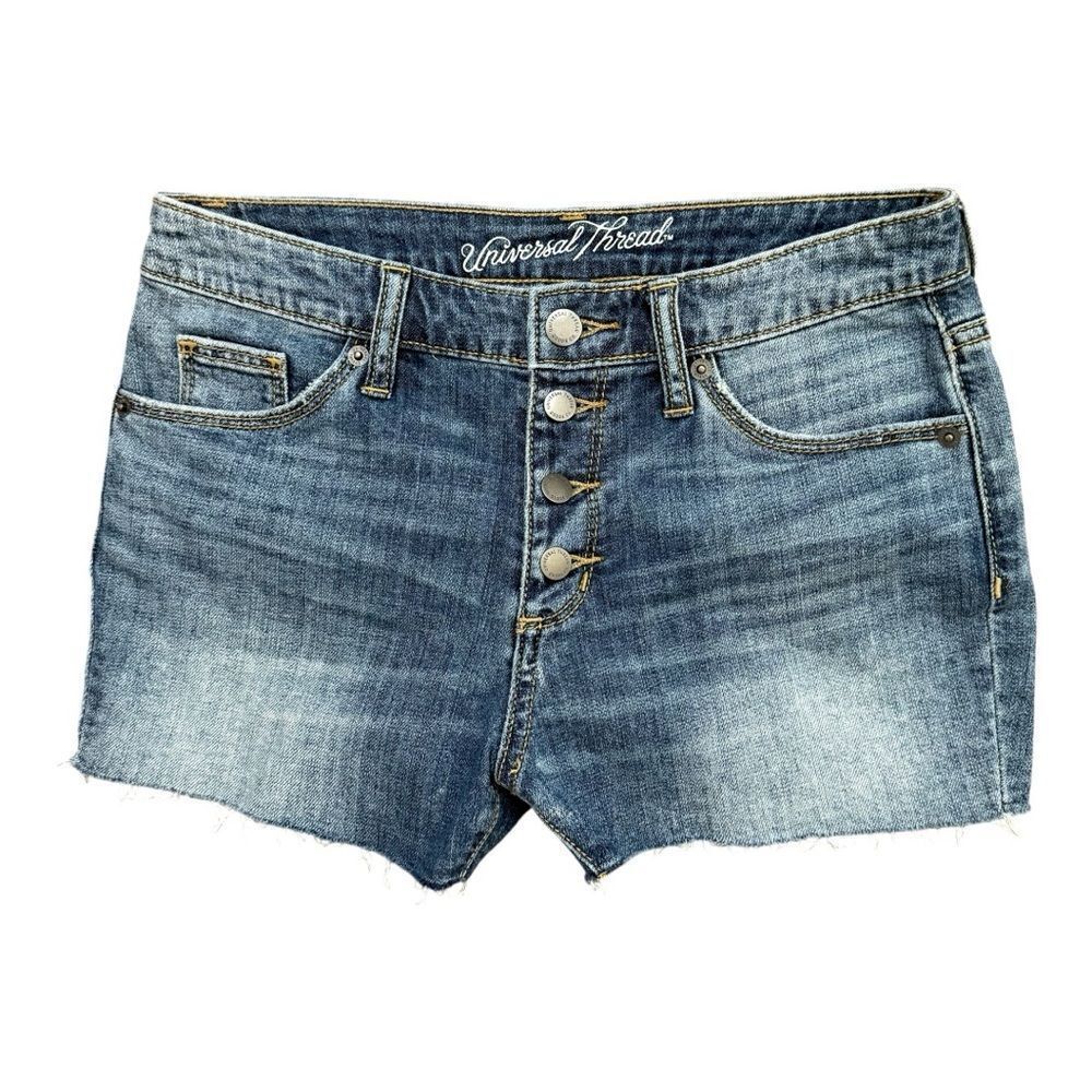 Universal Thread Blue High-Rise Shortie Button-Front Jean Shorts Size 4/27